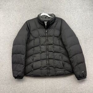 Eddie Bauer Jacket Womens M Black EB650 Down Puffer Full Zip Coat Lightweight‎